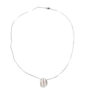 Necklace with a shell pendant on a white background